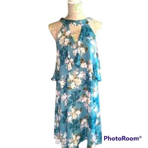 NWT Peach Love California Floral Halterneck Minidress Size Large Open Back